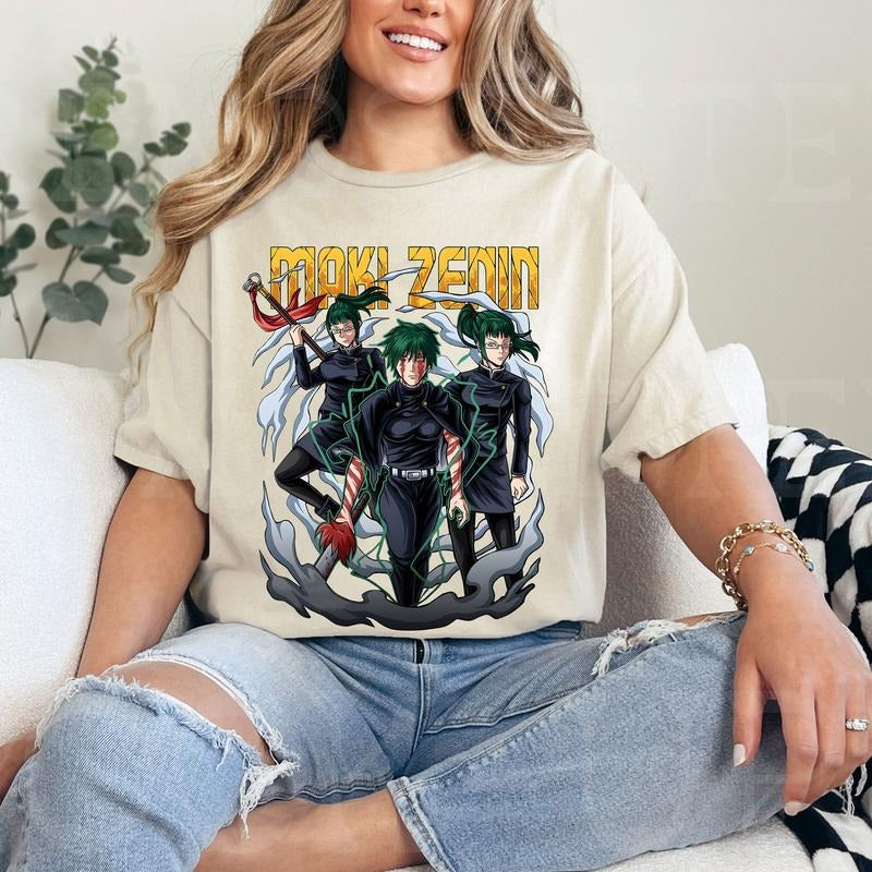 Maki Zennin JJK Tshirt Crewneck Hoodie Comfort Cotton Sweatshirt | HypeCrazeTee.com