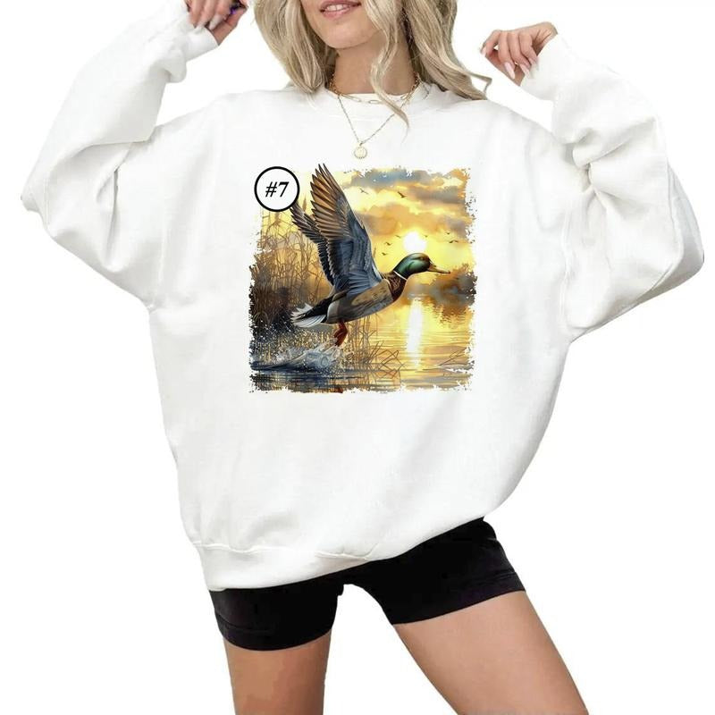 Mallard Duck Wild Duck Sweatshirts Sunset Wetland Hunting Flying Ducks Hunting Season T-shirt Unisex Cute Hoodie Cotton...