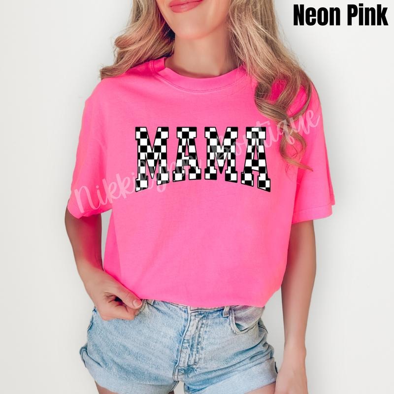 Mama Black Checker Comfort Colors T-Shirt 'NLB' Hoodie, Sweatshirt | HypeCrazeTee.com