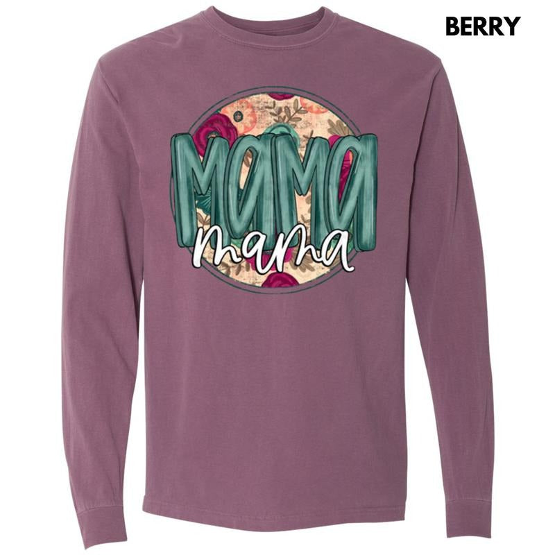 Mama Dark Floral Long Sleeve Comfort Colors T-Shirt Hoodie, Sweatshirt | HypeCrazeTee.com