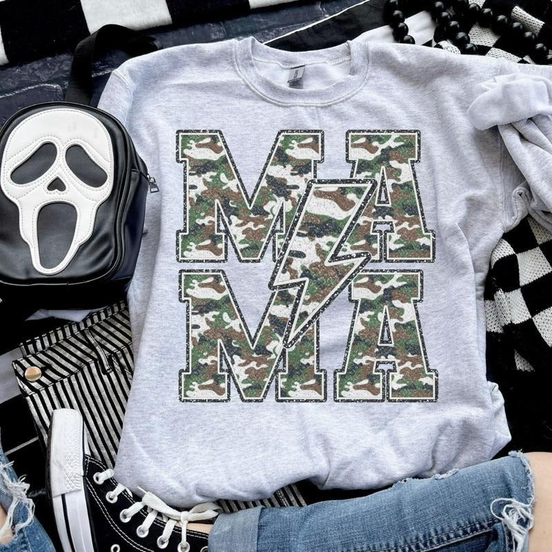 Mama Faux Camo Glitter Ash Grey Sublimation T-Shirts, Hoodie, Sweatshirt