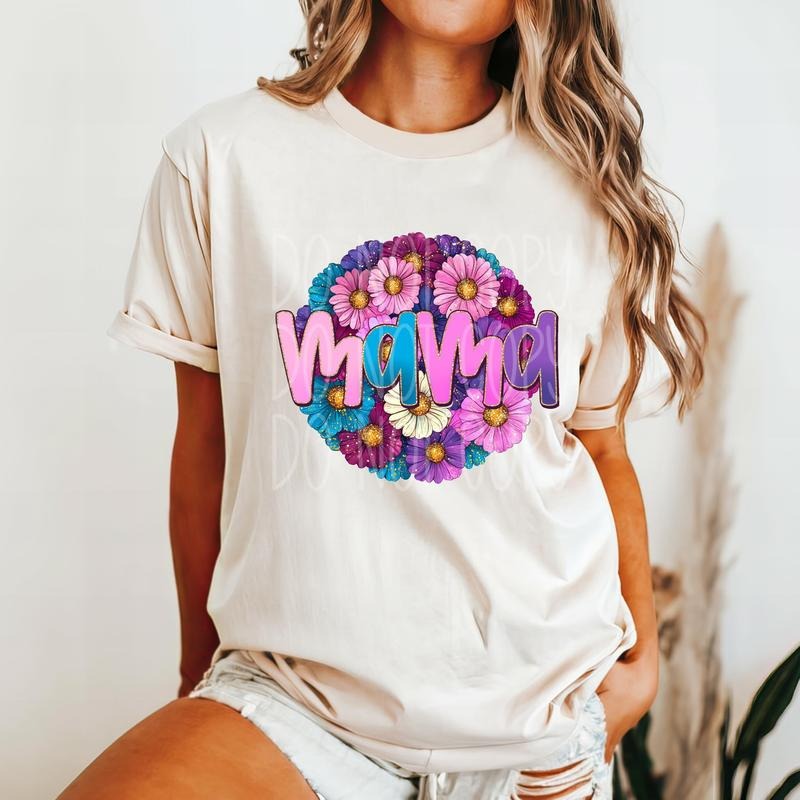 Mama Floral Glitter DTF Transfers - THIS IS NOT A SHIRT Hoodie, Sweatshirt | HypeCrazeTee.com
