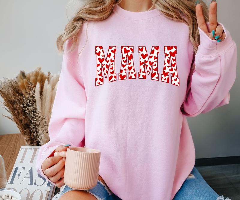 Mama Hearts Crewneck Sweatshirt T-Shirts, Hoodie | HypeCrazeTee.com