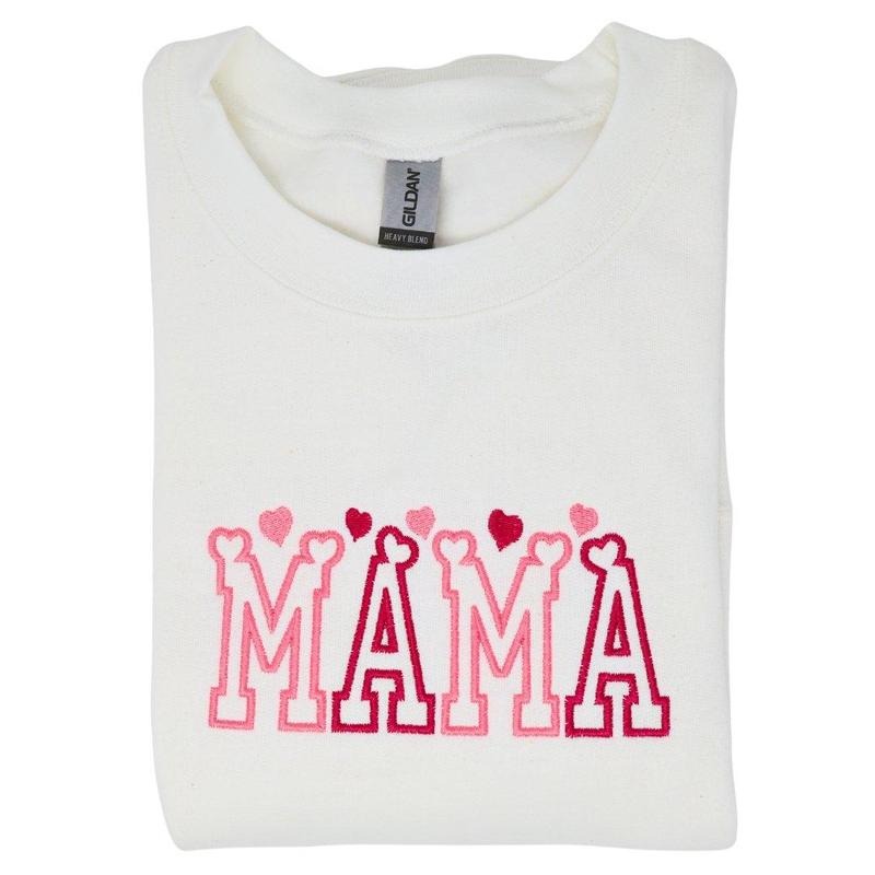 Mama Hearts Embroidered Sweatshirt, Valentines Day Sweatshirt Comfort Fit T-Shirts, Hoodie | HypeCrazeTee.com