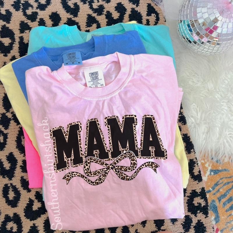 Mama Leopard Bow T shirt  | Blossom comfort colors t shirt Hoodie, Sweatshirt | HypeCrazeTee.com