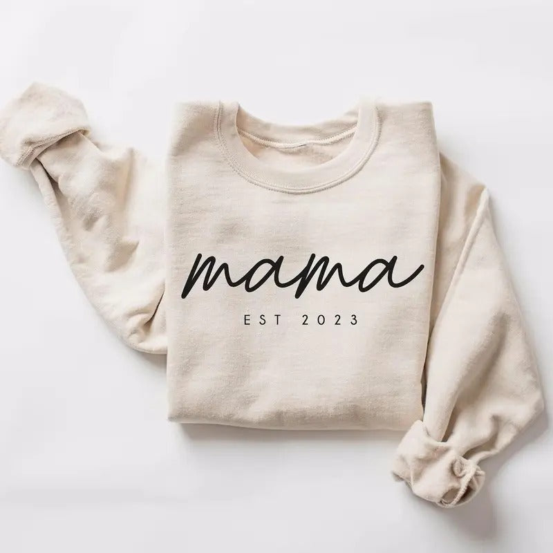 Mama Letters Crew Neck Sweatshirt - Casual Style, Fitted Fit, Medium Length, Fall Season T-Shirts, Hoodie | HypeCrazeTee.com