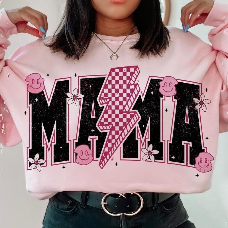 Mama Lightning Bolt Sweatshirt, Funny Mama Tee, Mom Life Gift, Retro Mama Tee, Mother's Day Gift Hoodie | HypeCrazeTee.com