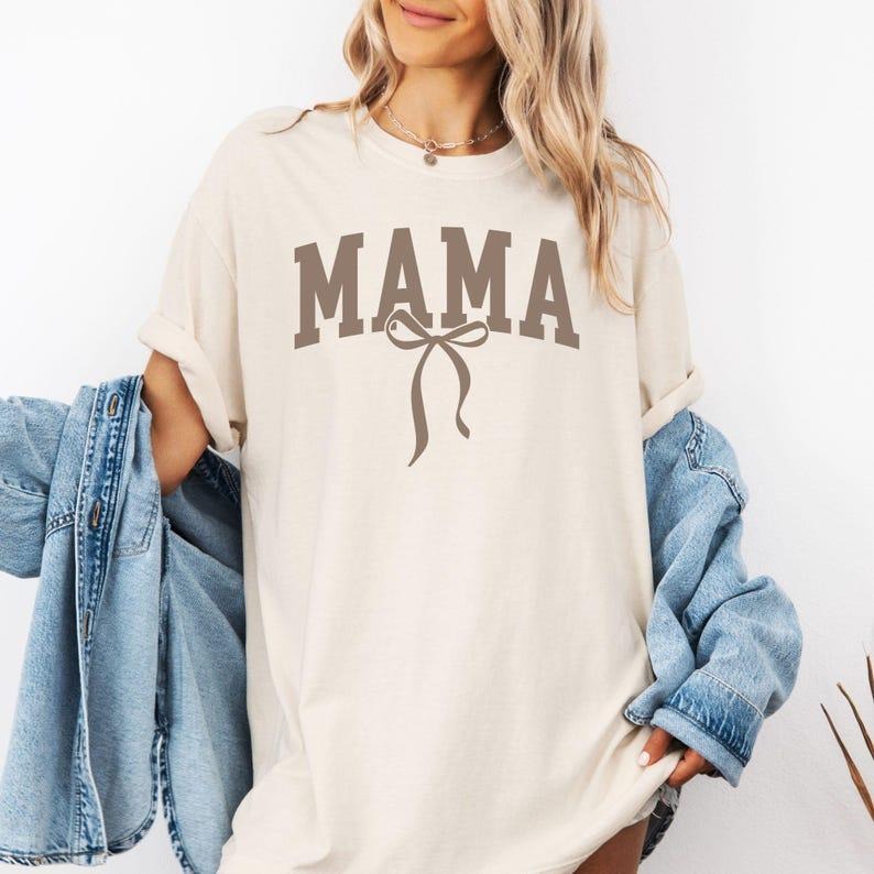 Mama Shirt Comfort Colors, Monochrome Mom Tee, Mother's Day Gift for Mom, New Mom Gift, College Block Mama Tee Hoodie,...
