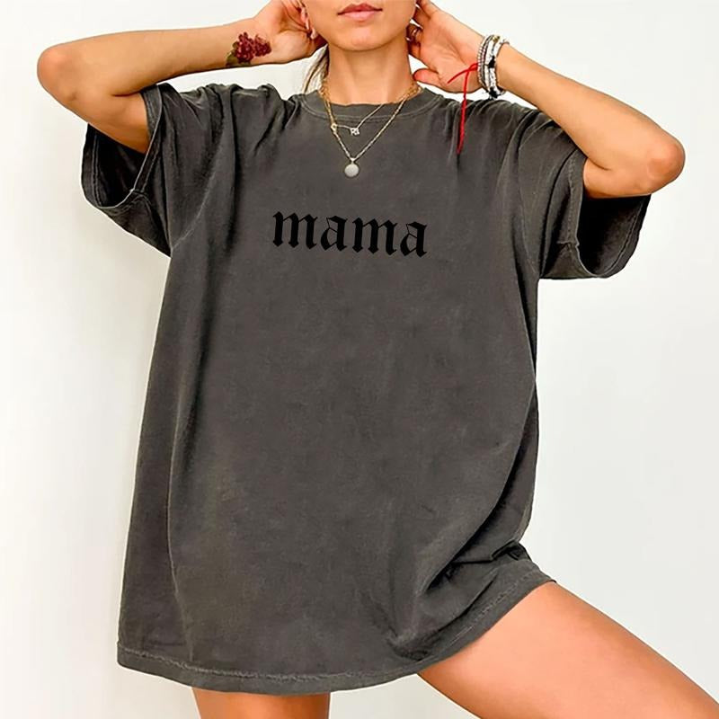 Mama Shirt Rocker Mama Neutral Mom Shirt Mom Life Printed Short Sleeve Shirt Mommy Cotton Fabric Comforts Shirt Mom Top Womenswear Cotton Fabric Relaxed Fit Chic T-Shirts, Hoodie, Sweatshirt