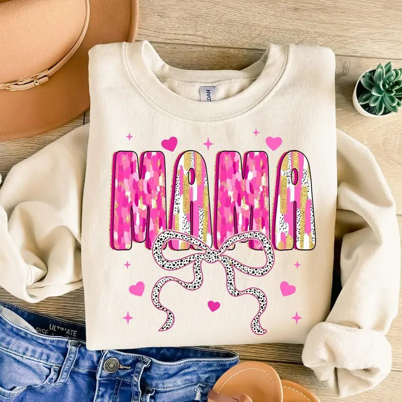 Mama Sweatshirt, Mama Valentine Coquette Sweathirt T-Shirts, Hoodie | HypeCrazeTee.com