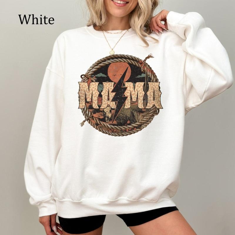 Mama Western Lightning Bolt Sweatshirt, Cowboy Graphic Shirts, Mother's Day Western Shirt, Rustic Rodeo Mama Top, Country...