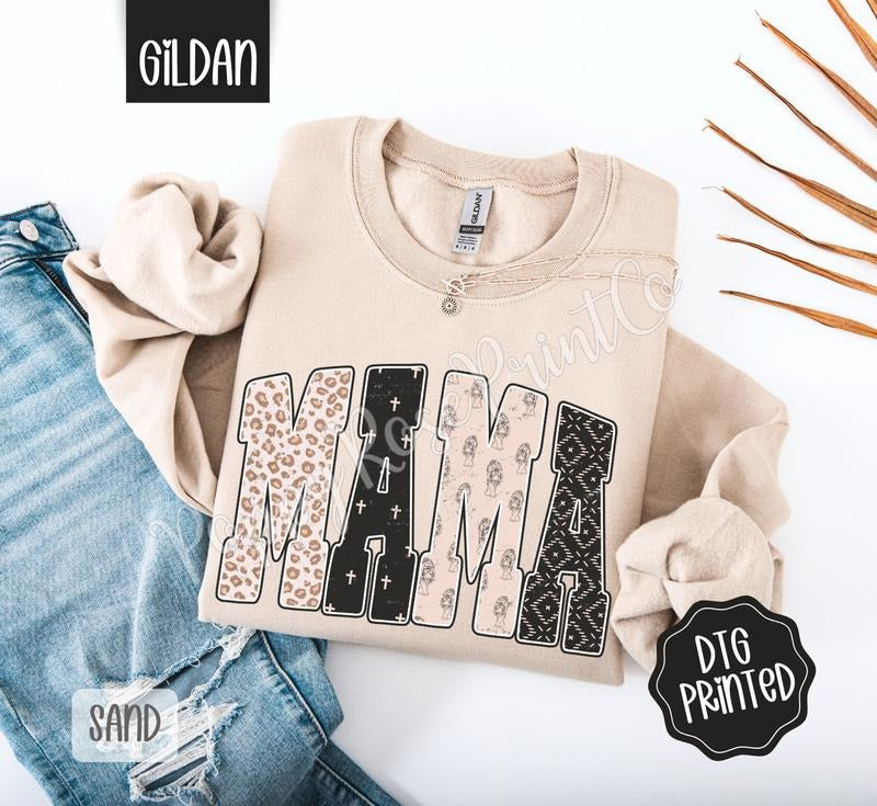 Mama tiger Sweatshirt, Trendy Women's Crewneck T-Shirts, Hoodie | HypeCrazeTee.com