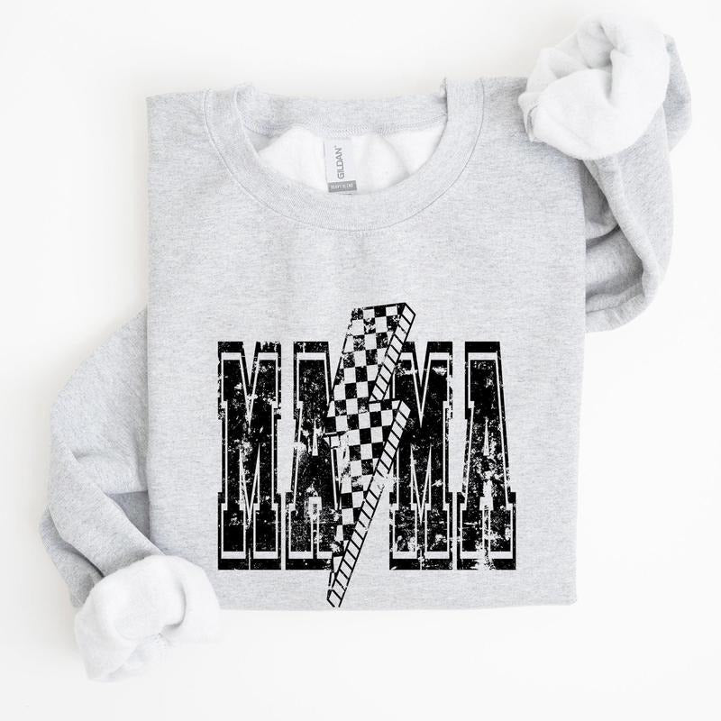 Mama, Lightning Bolt, Mother's Day, Motherhood Sweatshirt, Women's Crew Neck, Crewneck T-Shirts, Hoodie | HypeCrazeTee.com