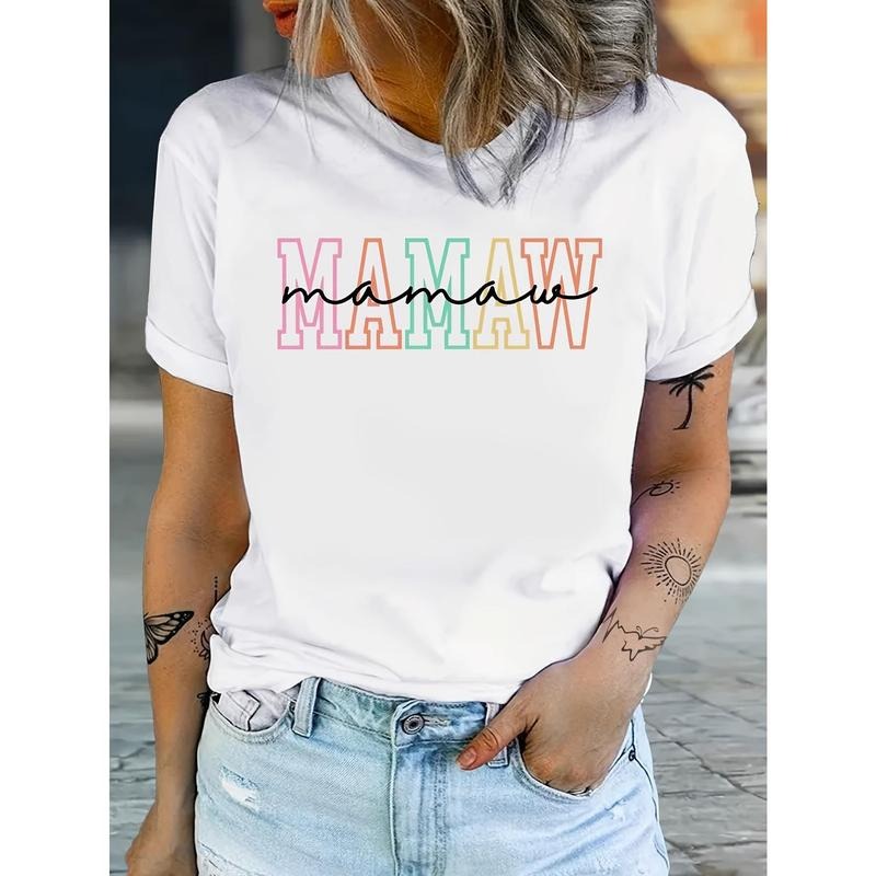 Mamaw Gifts, Mamaw Birthday, Grandmother Mother'S Day Printed Fashion Simple Spring And Summer Women'S Casual Round Neck...