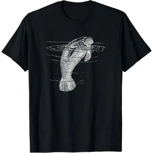 Manatee Illustration Sea Cow Marine Mammal Friendly Manatee T-Shirt Made in USA Hoodie, Sweatshirt | HypeCrazeTee.com