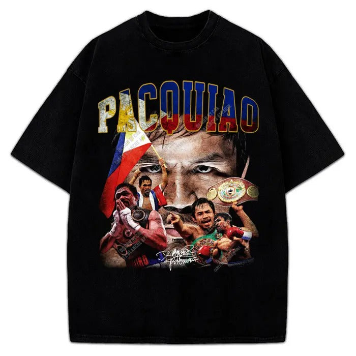 Manny PacQ Goat Boxing Vintage Style Graphic Design T-Shirt Graphic Tee Crewneck Cotton Menswear Top Hoodie, Sweatshirt
