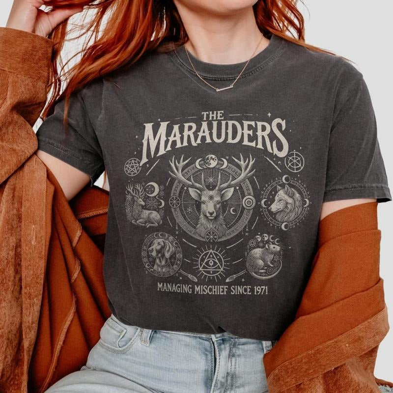 Marauders Shirt Bookish Fandom Merch Dark Academia Subtle Fantasy Book Tee Read Booknerd Tshirt Magic Wizard T-Shirt Gift...