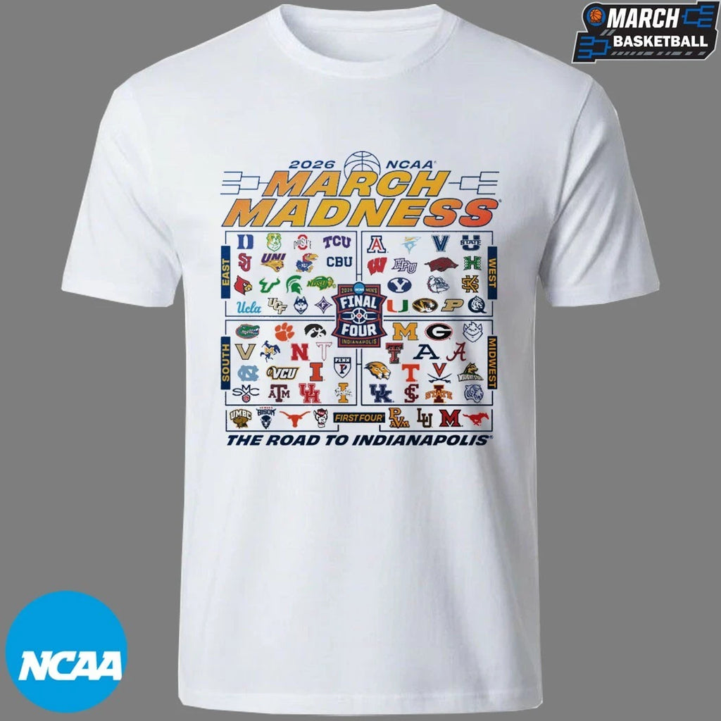 March Madness NCAA Final Four Men’s The Road To Indianapolis 2026 T-shirts