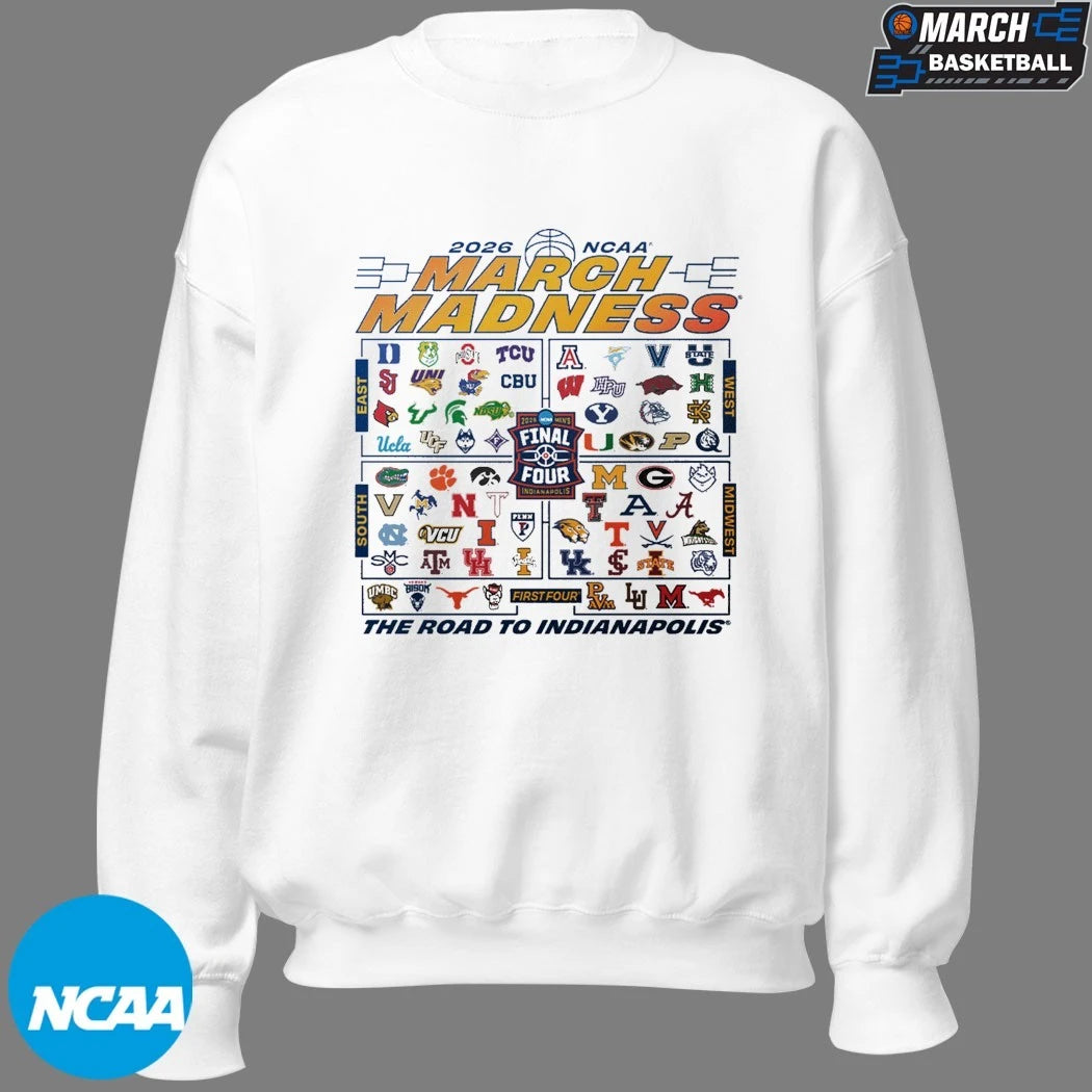 March Madness NCAA Final Four Men’s The Road To Indianapolis 2026 T-shirts