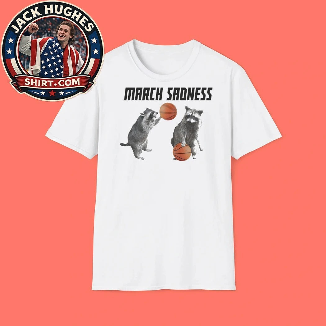 March Sadness Raccoon Graphic T-Shirt