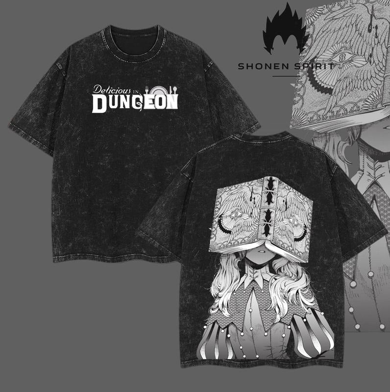 Marcille Donato - Delicious in Dungeon Anime Double Printed Vintage Washed Unisex Oversize Anime Manga Washed Heavyweight...
