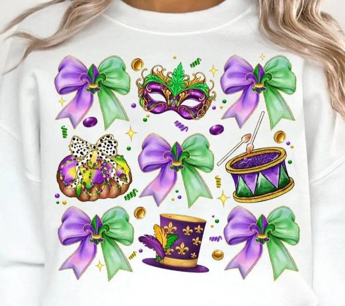 Mardi Gras Coquette DTF Transfers - THIS IS NOT A SHIRT Hoodie, Sweatshirt | HypeCrazeTee.com