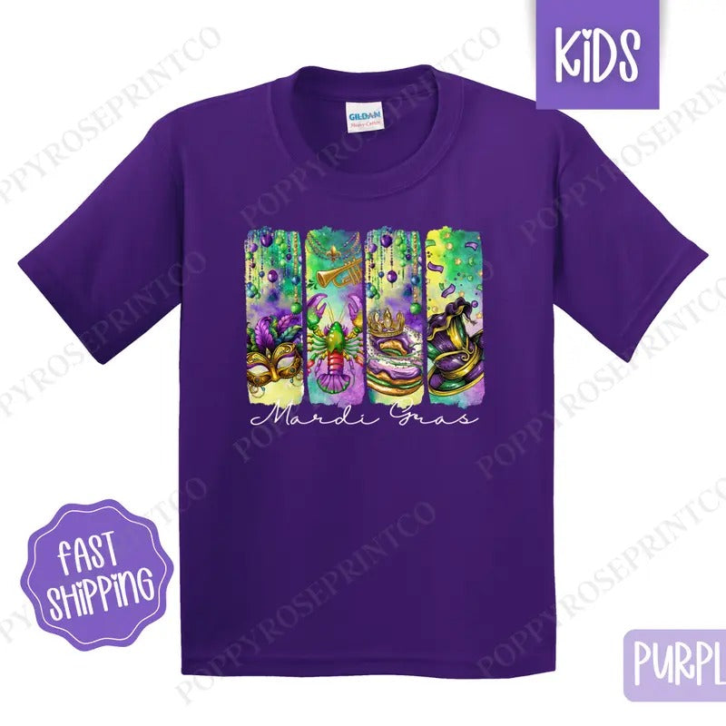 Mardi Gras Kids Shirt - Louisiana Parade Children's Tshirt - Cute Youth Tee Gildan Hoodie, Sweatshirt | HypeCrazeTee.com