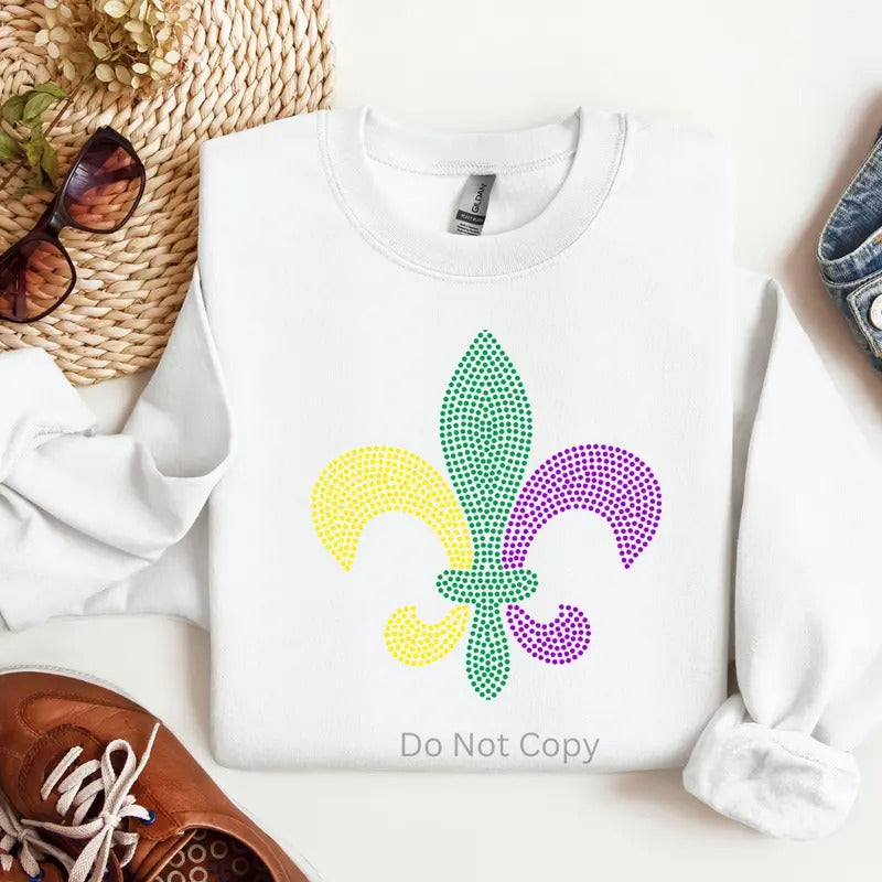 Mardi Gras Rhinestone Transfer ONLY - This is NOT a T Shirt Hoodie, Sweatshirt | HypeCrazeTee.com