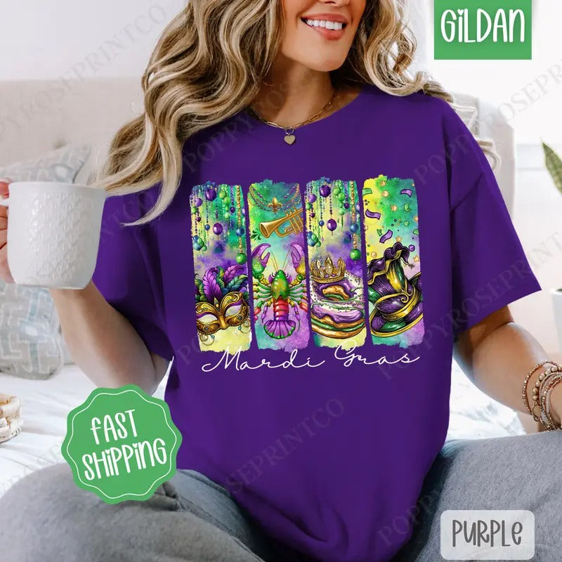 Mardi Gras Shirt Gildan, Fat Tuesday Women's Tee, Louisiana Women's Tshirt Plus Sizes Hoodie, Sweatshirt | HypeCrazeTee.com