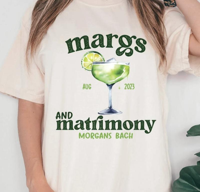 Margs and Matrimoy Oversized Comfort Colors T-shirt for bachelorette party Cotton Fit Hoodie, Sweatshirt | HypeCrazeTee.com