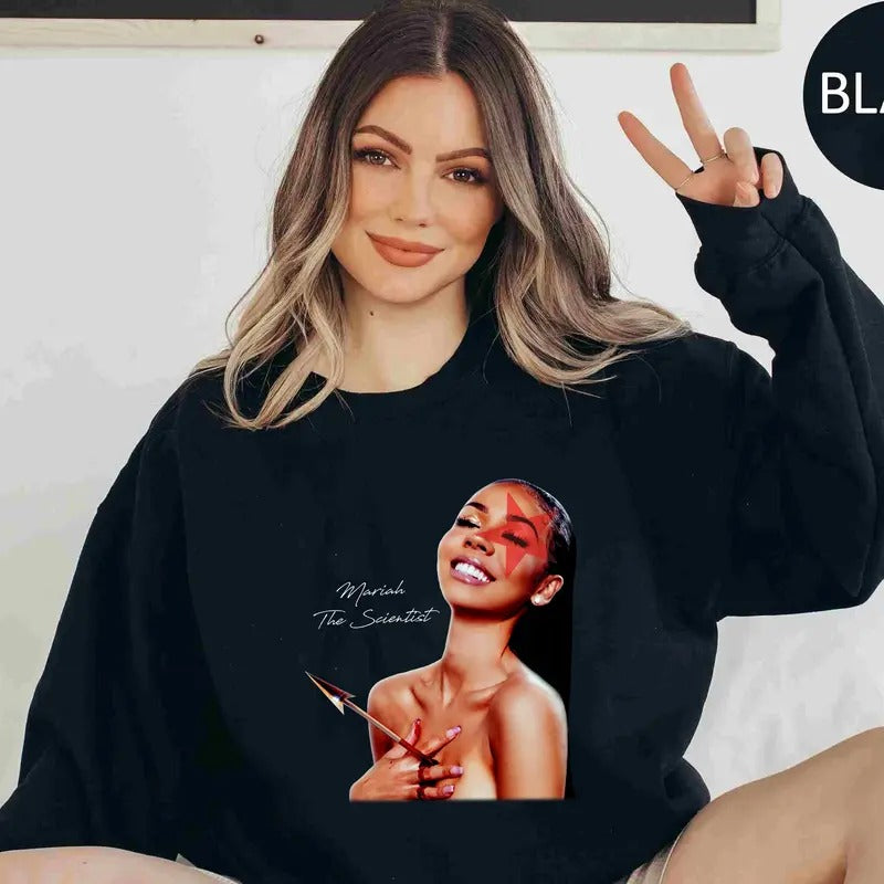 Mariah Big Face Sweatshirt, Red Star Graphic Rap Design for Music Lovers T-Shirts, Hoodie | HypeCrazeTee.com