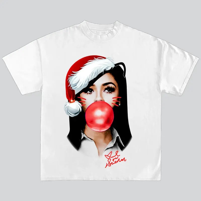 Mariah The Scient Red Kitty Bubble Gum Graphic T-Shirt Mariah Santa Merry Christmas Hoodie, Sweatshirt | HypeCrazeTee.com
