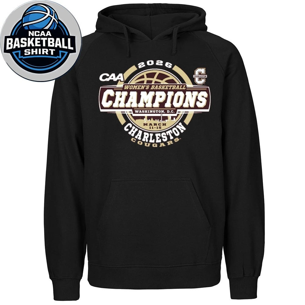 Maroon Charleston Cougars 2026 CAA Women’s Basketball Tournament Champions Logo T-Shirt
