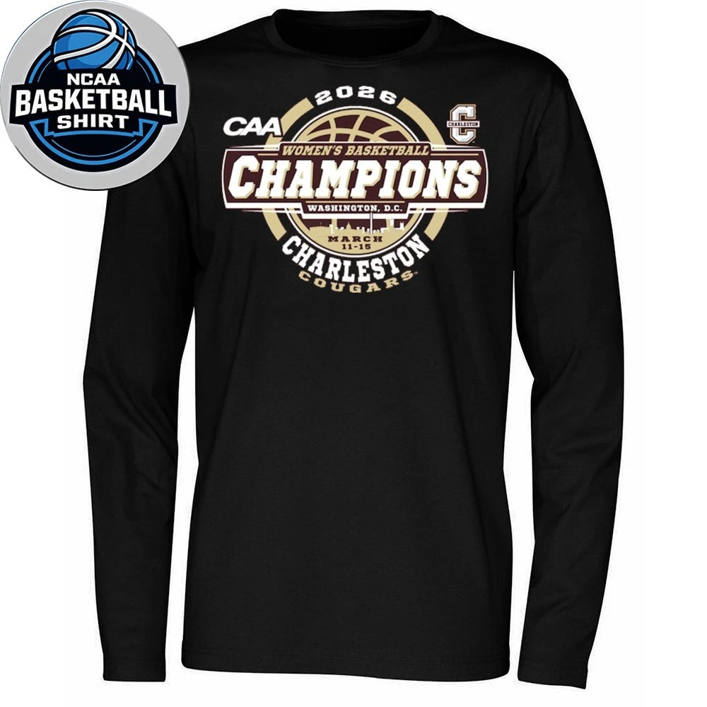 Maroon Charleston Cougars 2026 CAA Women’s Basketball Tournament Champions Logo T-Shirt