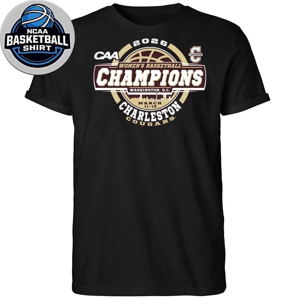 Maroon Charleston Cougars 2026 CAA Women’s Basketball Tournament Champions Logo T-Shirt