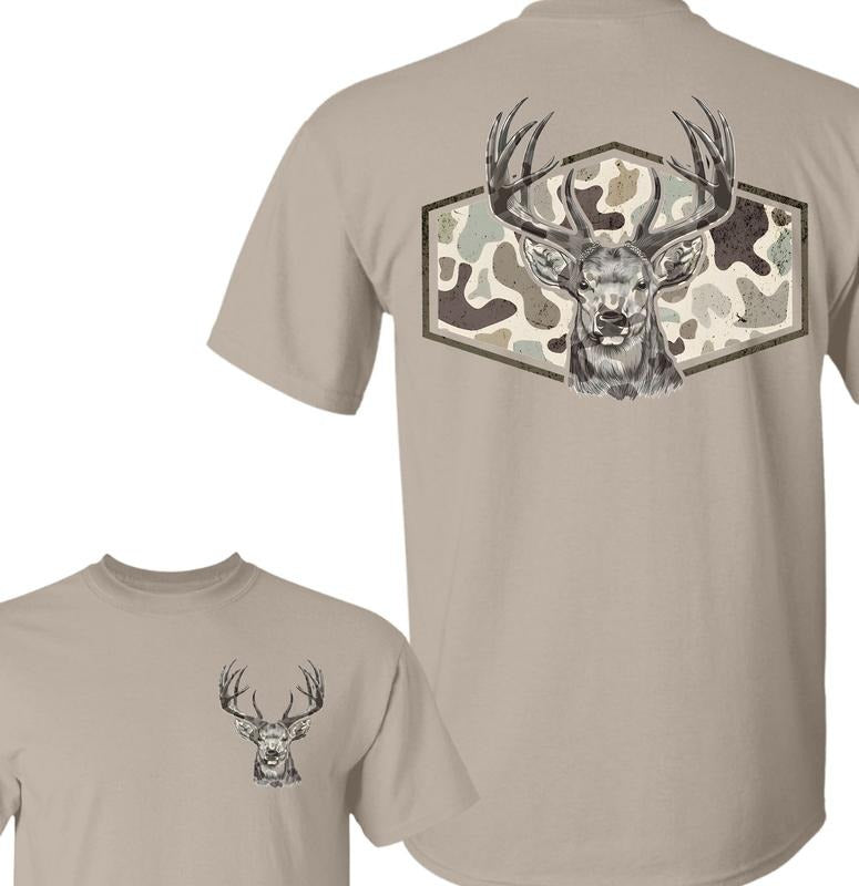 Marsh Old School Deer Camo Hunting 2 Sided Tee, Deer Hunting Camouflage Frame Shirt, Hunting Deer Camo Frame Shirt for...