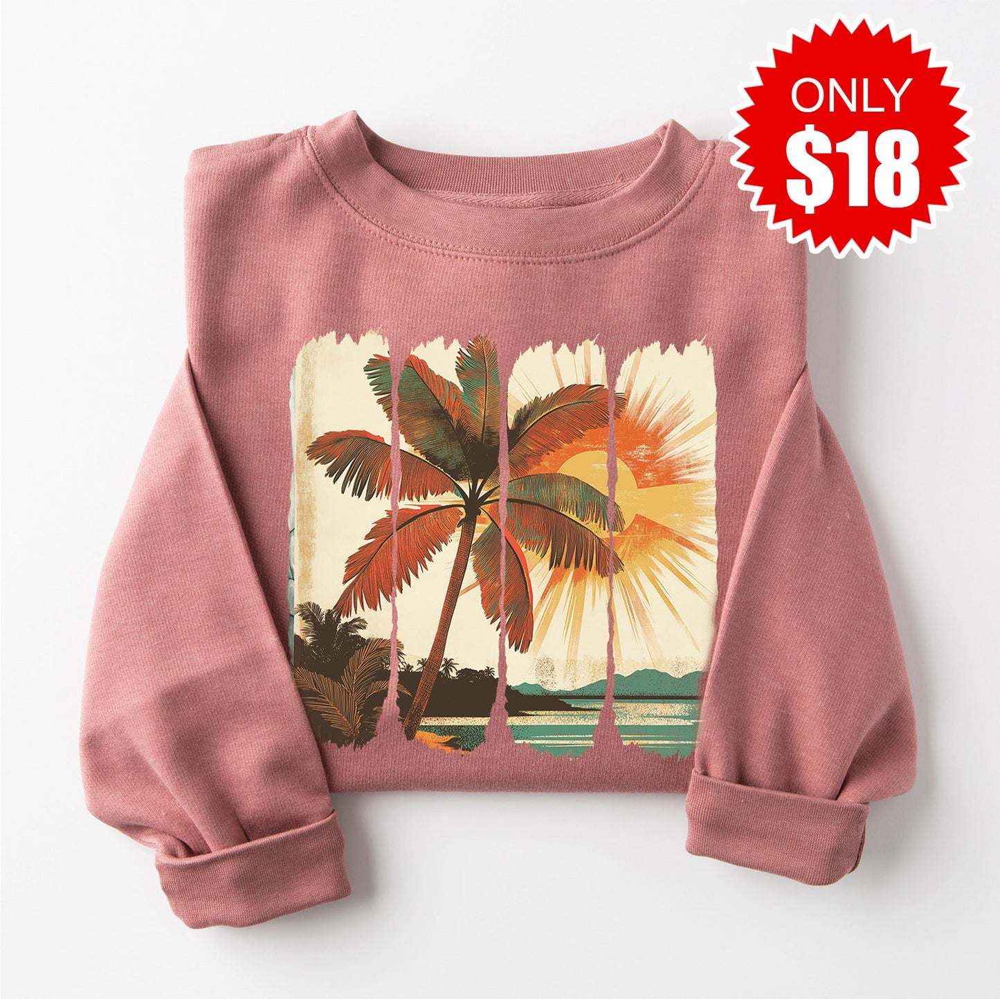 Summer Brushstroke Sweatshirt - Heather Mauve - 18