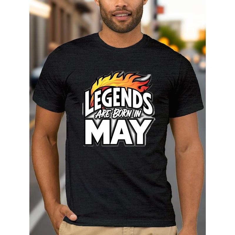 May birth Legend Creative printed fashion T-shirt Men's casual summer top Comfortable fashion round neck short sleeve...