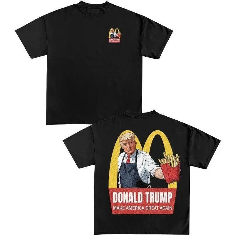 McDonalds loving Donald Trump 2 sides T-Shirt, Make America Great Again Shirt, Trump Fries Shirt, Trump MAGA T-Shirt...