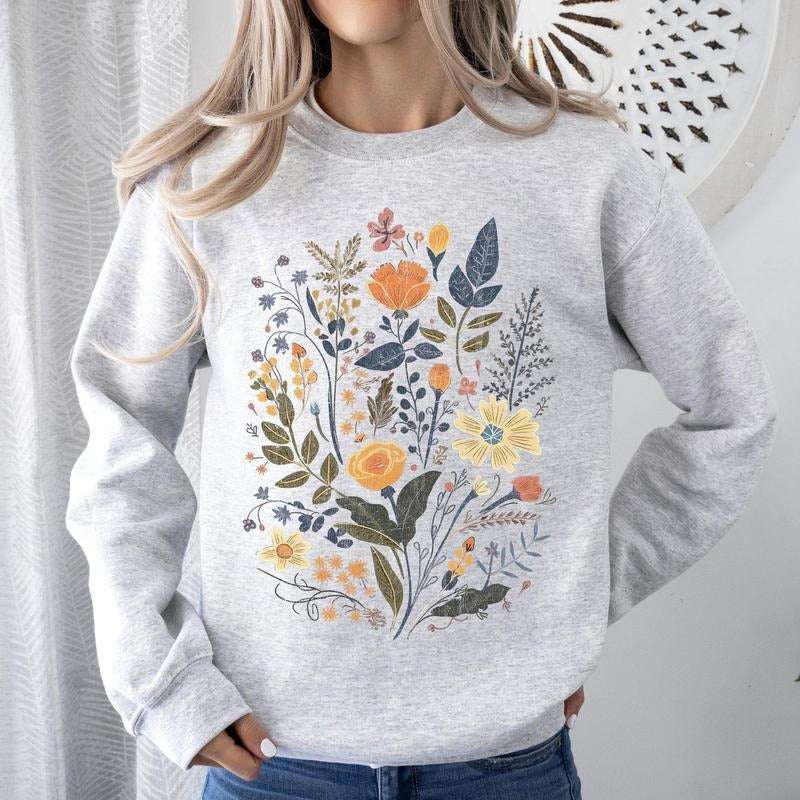 Meadow Magic Soft Floral Print Sweatshirt T-Shirts, Hoodie | HypeCrazeTee.com