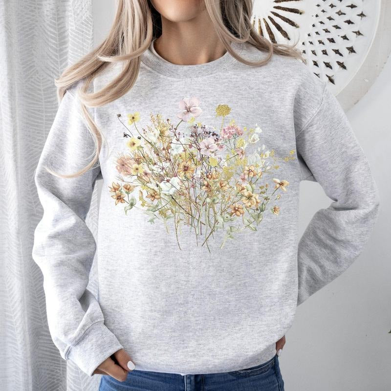 Meadow, Pressed Flowers Sweatshirt T-Shirts, Hoodie | HypeCrazeTee.com