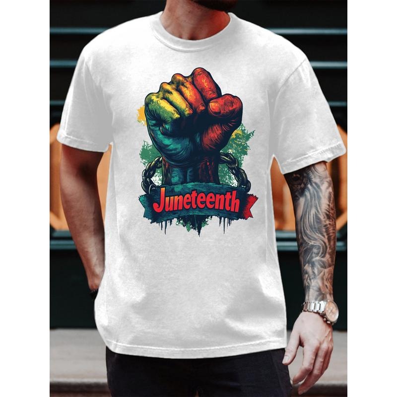 Meaningful T - Shirt Commemorating Juneteenth: Powerful Fist Graphic with Symbolic Chains
