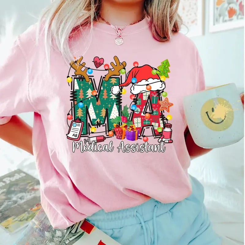Medical Assistants Christmas T-shirt, Christmas MA Shirt, Holiday CMA Tee, Christmas Gift for Medical Assistant,...
