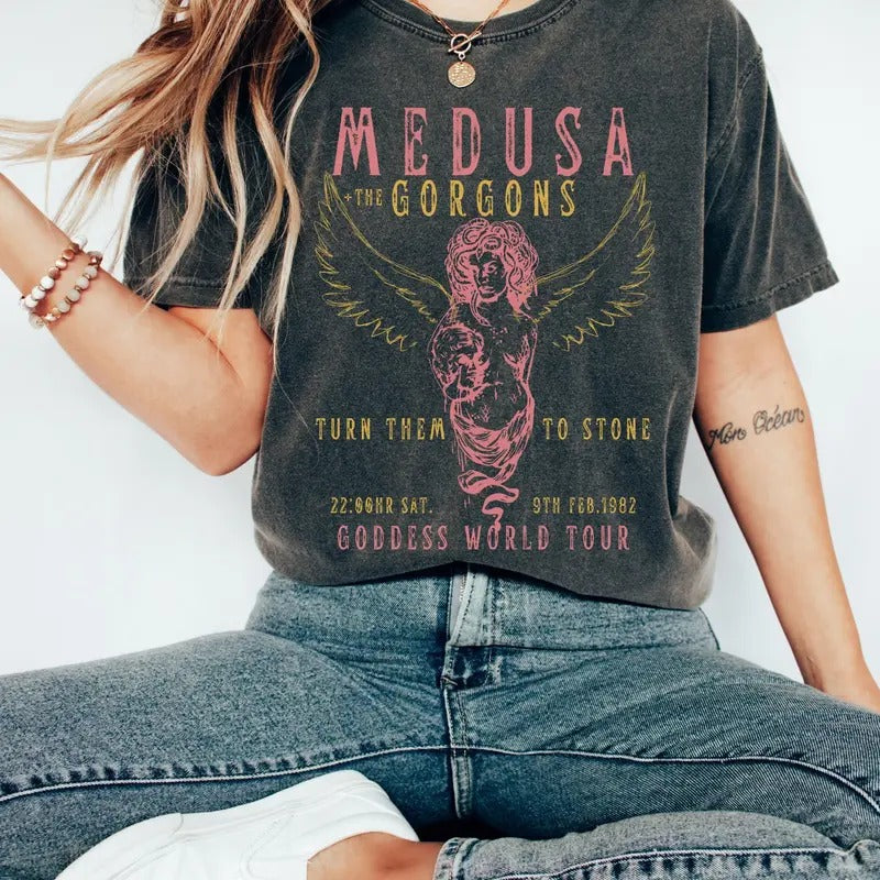 Medusa Distressed Band Vintage Band Snake Shirt Greek Mythology Greek Goddess Medusa Shirt Greek Grunge Fairycore T-Shirts, Hoodie, Sweatshirt