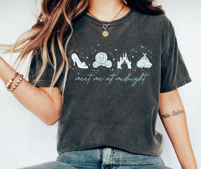 Meet Me Midnight Shirt Cinderella Shirt Watercolor Cinderella Castle Magic Kingdom Girly T-Shirts, Hoodie, Sweatshirt