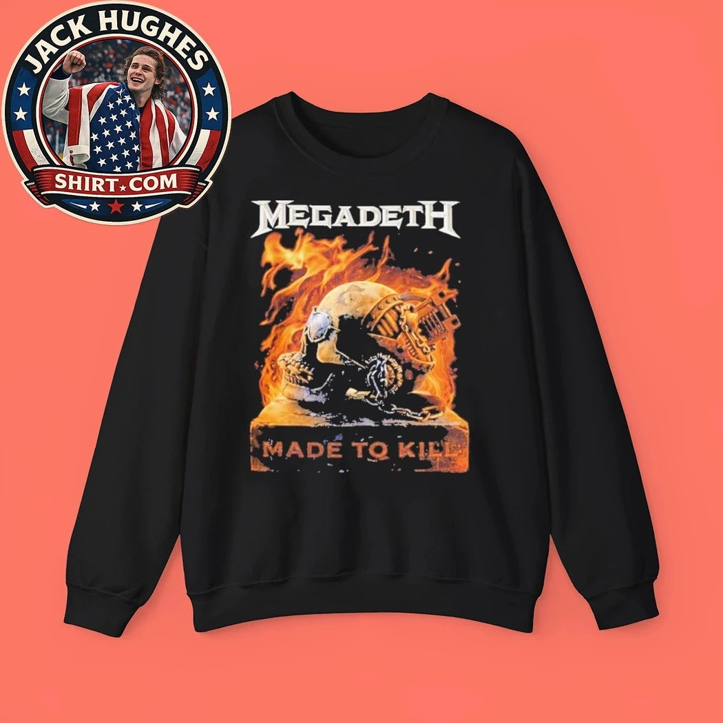 Megadeth Merch Canada 2026 Tour Fire Skull Made To Kill Tour T-Shirt