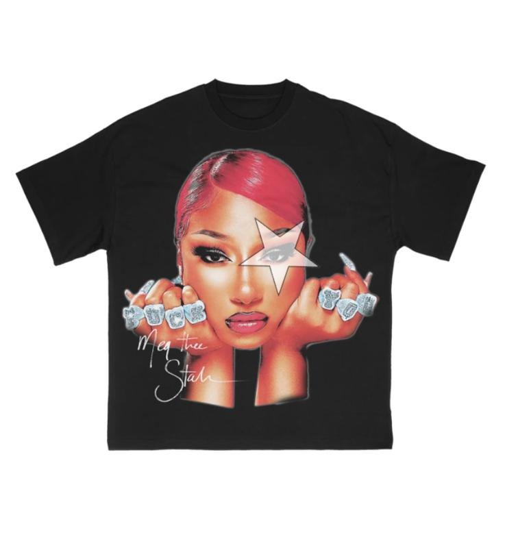 Megan Rap Tee SuperStar T Stallion Big Face Fashion Y2k T Shirt Hoodie, Sweatshirt | HypeCrazeTee.com