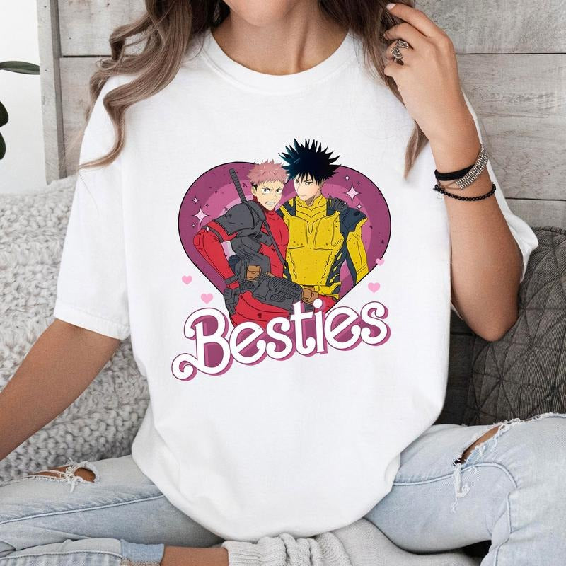 Megumi and Yuji Besties Cosplay Jujutsu Kaisen Shirt Crewneck Hoodie Comfort Cotton Sweatshirt | HypeCrazeTee.com