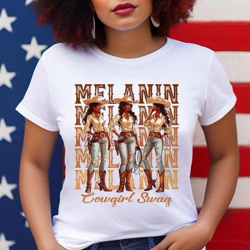 Melanin Cowgirl Swag Shirt, African American History T-Shirt, Afro Cowgirl African American Tee, Women Black History...