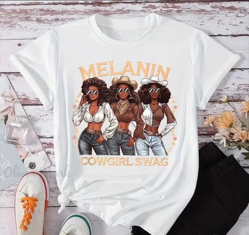 Melanin Cowgirl Swag Tee, Black Girl Group Shirt, Western Melanin, Emancipation Day, Free-ish Since 1865, Black Girl...